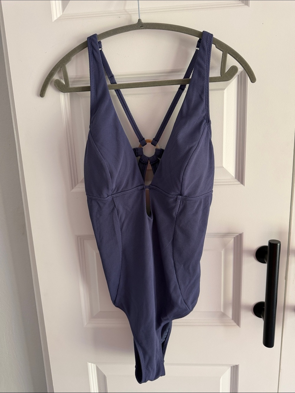 Plunge One-Piece Swimsuit in Dusty Blue XL - Picture 1 of 8